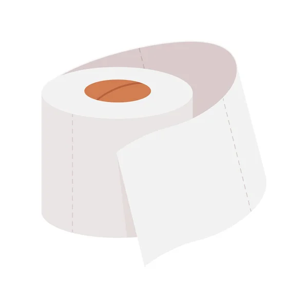 Roll of white three-layer or two-layer toilet paper in a minimalist style. Hygiene product image in flat style — Stock Vector