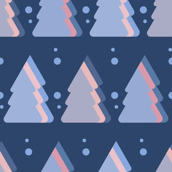 Naadloos Patroon Met Kerstboom Stippen Feestelijke Vormgeving Pastelkleur Schattig Inpakpapier — Stockvector
