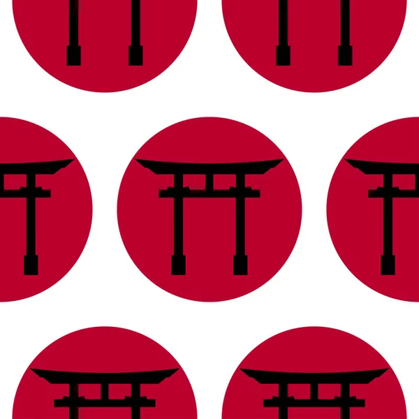 Panneau Torii Modèle Sans Couture Avec Porte Traditionnelle Japonaise Sur — Image vectorielle