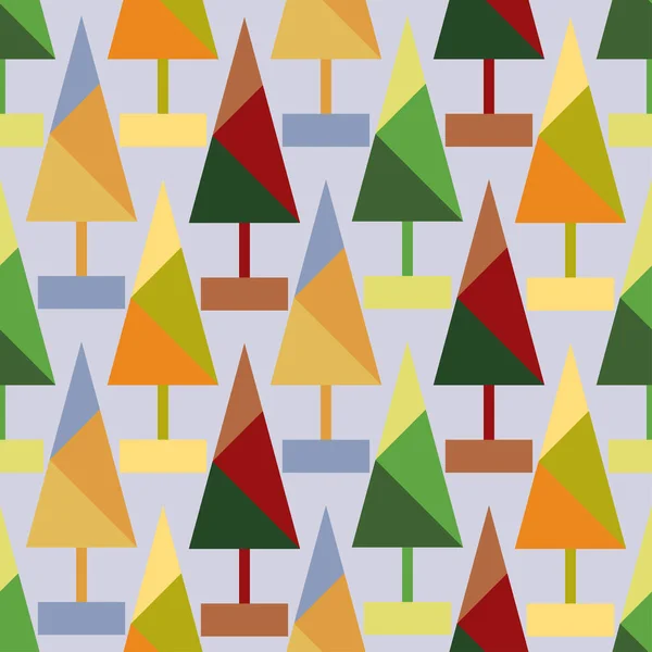 Modèle Sans Couture Avec Arbre Noël Polygonal Fond Festif Couleur — Image vectorielle