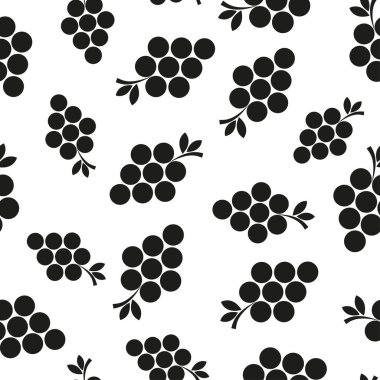 Üzümlü, pürüzsüz bir desen. Beyaz arka planda siyah üzüm. Böğürtlen yassı ikonu. Kumaş, ambalaj kağıdı, duvar kağıdı, ambalaj için modern tasarım. Vektör illüstrasyonu