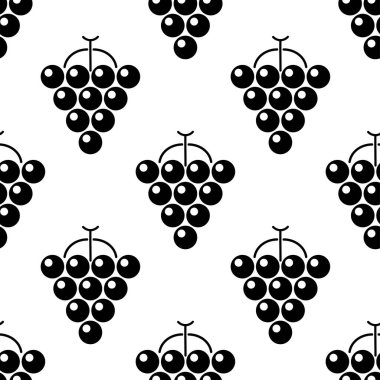 Üzümlü, pürüzsüz bir desen. Beyaz arka planda siyah üzüm. Böğürtlen yassı ikonu. Kumaş, ambalaj kağıdı, duvar kağıdı, ambalaj için modern tasarım. Vektör illüstrasyonu