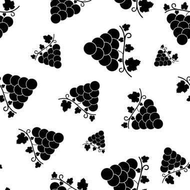 Üzümlü, pürüzsüz bir desen. Beyaz arka planda siyah üzüm. Böğürtlen yassı ikonu. Kumaş, ambalaj kağıdı, duvar kağıdı, ambalaj için modern tasarım. Vektör illüstrasyonu