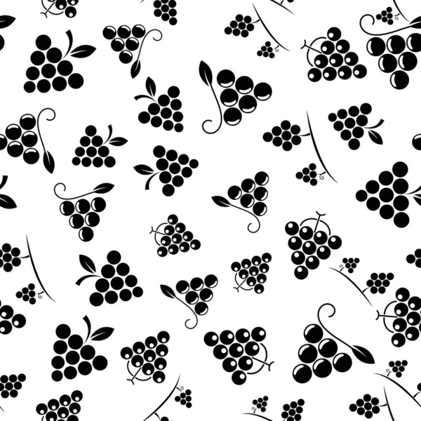 Üzümlü, pürüzsüz bir desen. Beyaz arka planda siyah üzüm. Böğürtlen yassı ikonu. Kumaş, ambalaj kağıdı, duvar kağıdı, ambalaj için modern tasarım. Vektör illüstrasyonu