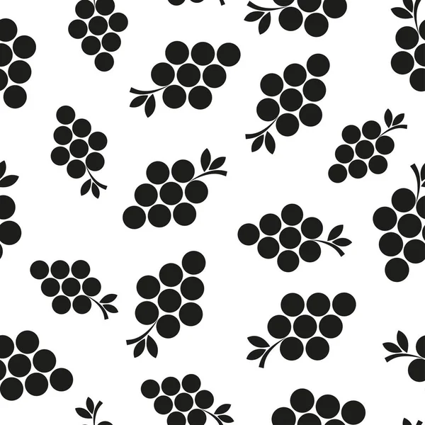 Üzümlü, pürüzsüz bir desen. Beyaz arka planda siyah üzüm. Böğürtlen yassı ikonu. Kumaş, ambalaj kağıdı, duvar kağıdı, ambalaj için modern tasarım. Vektör illüstrasyonu