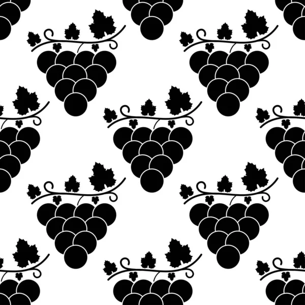 Üzümlü, pürüzsüz bir desen. Beyaz arka planda siyah üzüm. Böğürtlen yassı ikonu. Kumaş, ambalaj kağıdı, duvar kağıdı, ambalaj için modern tasarım. Vektör illüstrasyonu