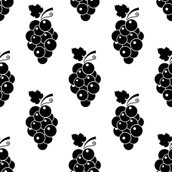 Bir demet üzümsüz desen. Beyaz arka planda siyah böğürtlen ve yapraklar var. Üzümler yassı simge. Kumaş, ambalaj kağıdı, asma ambalajlı ambalaj için tasarım. Vektör illüstrasyonu