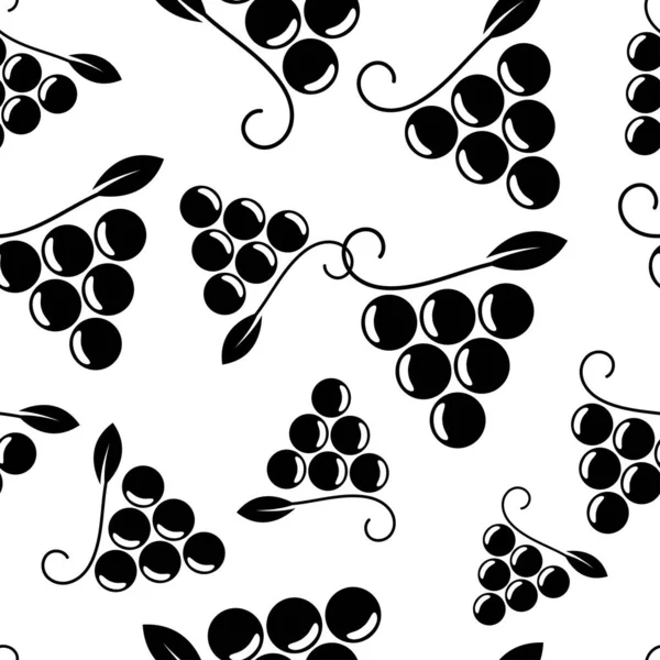 Üzümlü, pürüzsüz bir desen. Beyaz arka planda siyah üzüm. Böğürtlen yassı ikonu. Kumaş, ambalaj kağıdı, duvar kağıdı, ambalaj için modern tasarım. Vektör illüstrasyonu