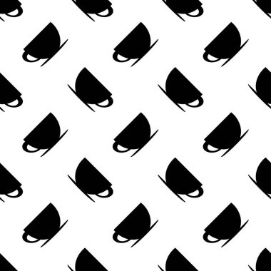 Bir fincan çay ya da kusursuz kahve. Beyaz arka planda siyah düz ikon bardağı. Kumaş, ambalaj kağıdı, duvar kağıdı, ambalaj için modern tasarım. Vektör illüstrasyonu