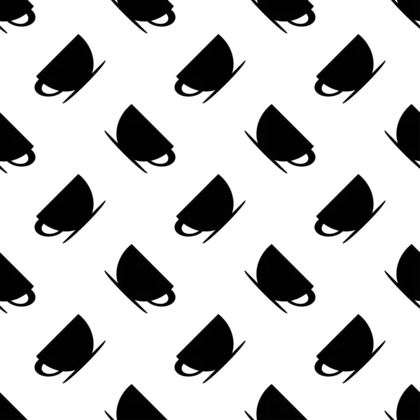 Cup Tea Coffee Seamless Pattern Black Flat Icon Cup White — 스톡 벡터