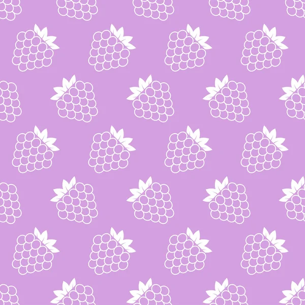 Seamless Pattern Raspberry White Flat Icon Berries Color Background Linear — Stockvektor