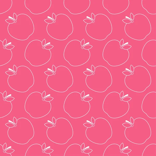 Seamless Pattern Apple White Flat Icon Apple Slice Color Background — Stockvektor
