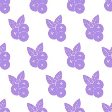 Kusursuz desenli ve pastel renkte dutlu. Beyaz arka planda ikon yaban mersini. Yaban mersinli yaz arkaplanı. Baskı kağıdı, kumaş, ambalaj için tasarım. Vektör illüstrasyonu