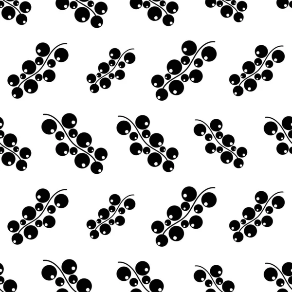 スグリとシームレスなパターン 白い背景に黒いサイン野生の果実 電流アイコンフラット ベリーと夏の背景 包装紙に印刷するためのデザイン ベクターイラスト — ストックベクタ