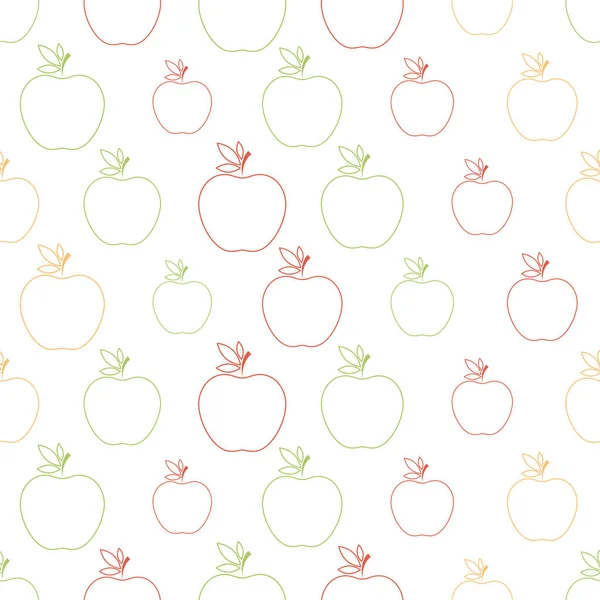Modèle Sans Couture Avec Pomme Icône Pomme Dans Style Line — Image vectorielle