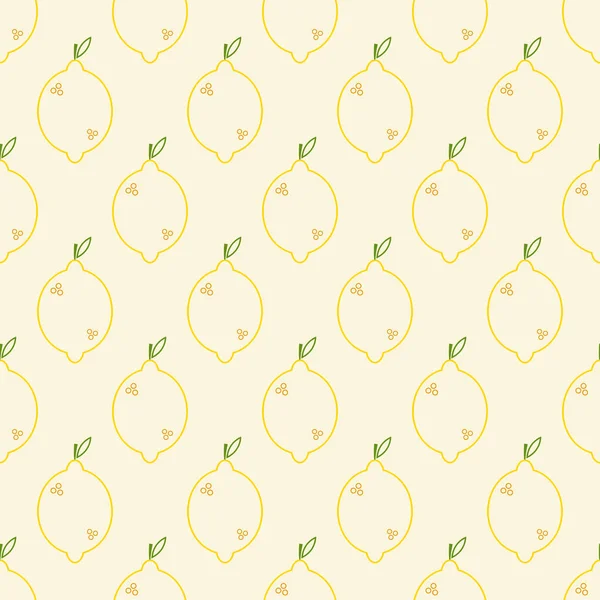 Zitronennahtloses Muster Zitrussymbol Linie Kunststil Symbol Für Obst Umriss Der — Stockvektor