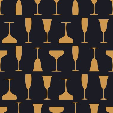 Art deco tarzında kusursuz bir şampanya kalıbı. Alkol bardakları 1920 'lerden 1930' lara kadar moda. Ambalaj kağıdı, duvar kağıdı, kumaş üzerine baskı için klasik tasarım. Vektör illüstrasyonu