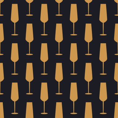 Art deco tarzında kusursuz bir şampanya kalıbı. 1920-1930 'ların tarzında bir şarap kadehi ikonu. Kokteyllerin altın ikonu. Ambalaj kağıdı ve duvar kağıdına basmak için klasik tasarım. Vektör illüstrasyonu