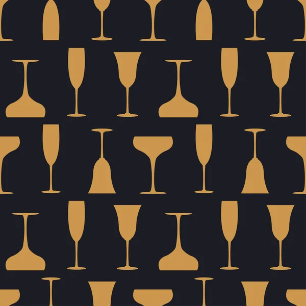 Ein Glas Champagner Mit Nahtlosem Muster Art Déco Stil Alkoholtrinkgläser — Stockvektor