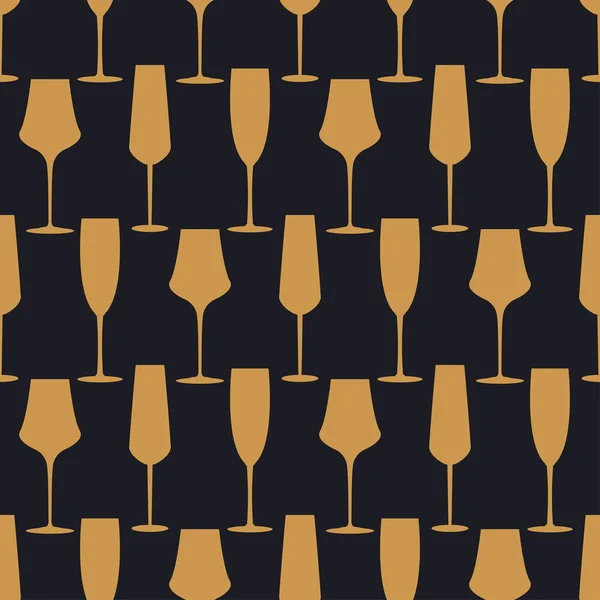 Copo Champanhe Sem Costura Padrão Estilo Art Deco Ícone Vinho —  Vetores de Stock