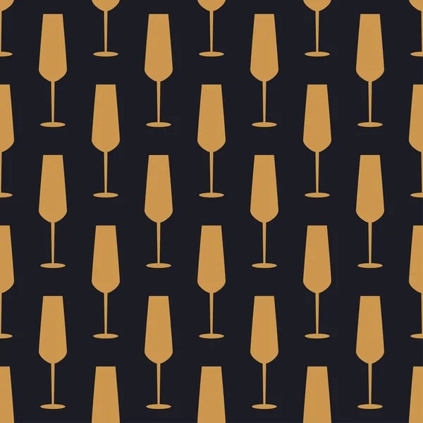 Ein Glas Champagner Mit Nahtlosem Muster Art Déco Stil Weinglas — Stockvektor