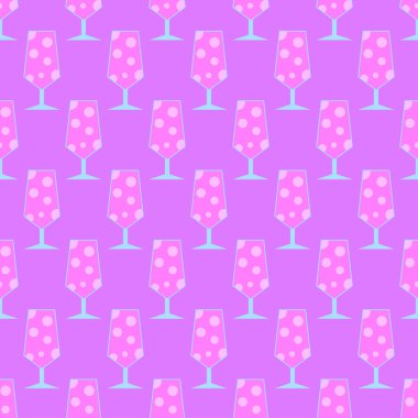 Kokteyl pürüzsüz desen. Pop sanatının renk paletinde alkol ikonları. Kokteyl partisi geçmişi. Kumaş, ambalaj kağıdı, duvar kağıdı, ambalaj için modern tasarım. Vektör illüstrasyonu