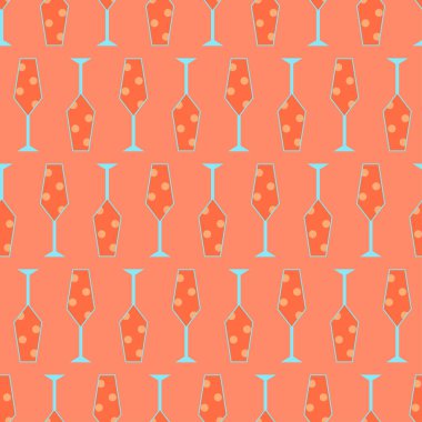 Kokteyl pürüzsüz desen. Pop sanatının renk paletinde alkol ikonları. Kokteyl partisi geçmişi. Kumaş, ambalaj kağıdı, duvar kağıdı, ambalaj için modern tasarım. Vektör illüstrasyonu