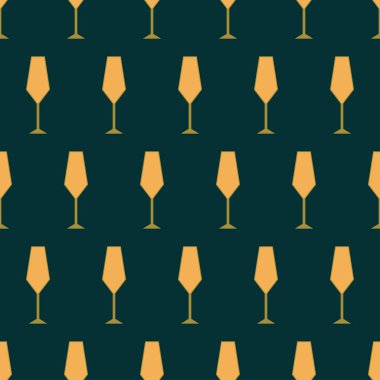 Bir bardak şampanyayla kusursuz bir deco deseni. Sanat deco tarzında ikon alkolü. 1920-1930 'ların tarzında altın kokteyl. Duvar kâğıdına, duvar kağıdına basmak için tasarlandı. Vektör illüstrasyonu