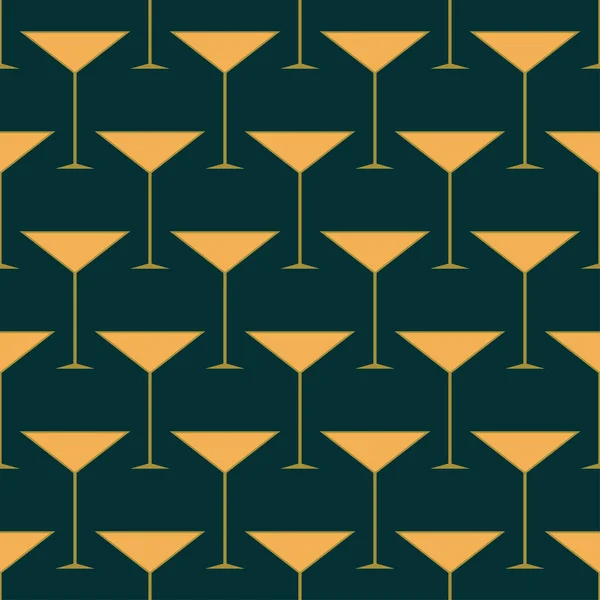 Nahtloses Art Déco Muster Mit Einem Glas Martini Symbolgetränk Art — Stockvektor