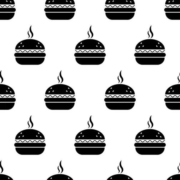 Burger Seamless Pattern Fast Food Background Burger Icon Street Food — Stock Vector