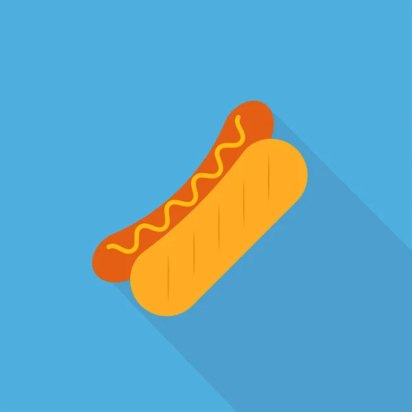 Hot Dog Icon Long Shadow Icon Hot Dog Isolated Blue — 스톡 벡터