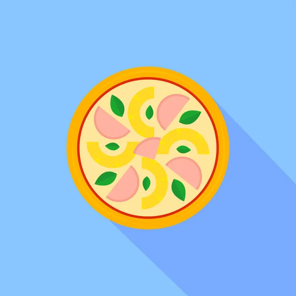 Pizza Icon Long Shadow Colored Pizza Icon Flat Design Street — 스톡 벡터