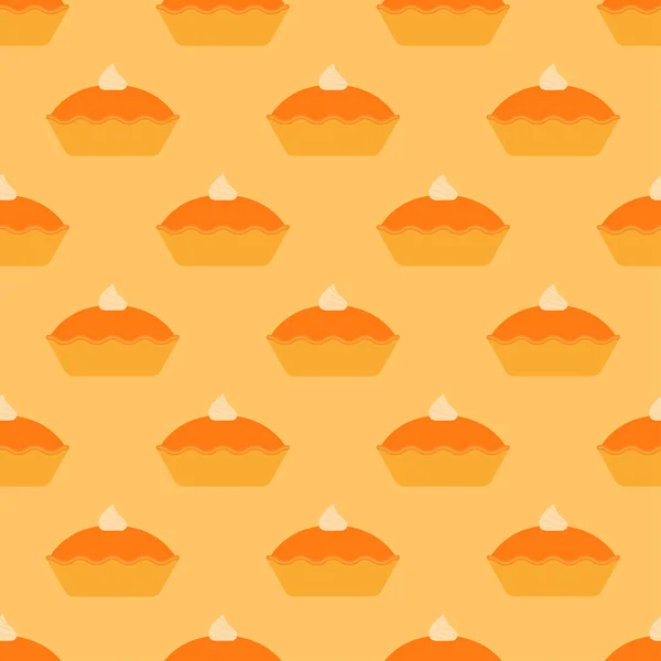 Pie Seamless Pattern Pumpkin Pie Whipped Cream Yellow Background Traditional — Vector de stock