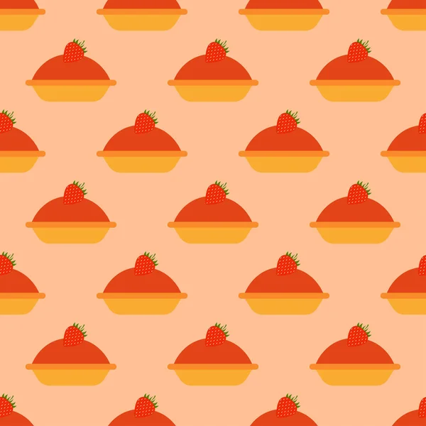 Seamless Pattern Strawberry Pies Homemade Pies Fruit Filling Traditional American — Stockvektor