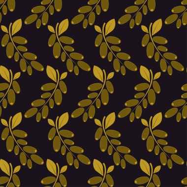 Barberry deco tarzında kusursuz bir desen. 1920-1930 'ların tarzında bir Barberry ikonu. Altın renkli doğrusal yaban mersini ikonu. Kumaş ve duvar kağıdındaki baskı için klasik tasarım. Vektör illüstrasyonu