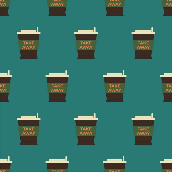 Cup Coffee Seamless Pattern Retro Color Icon Coffee Concept Takeaway —  Vetores de Stock