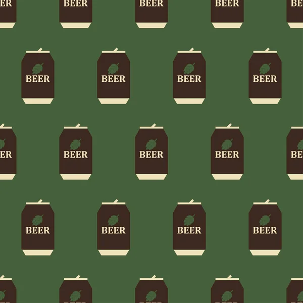 Beer Seamless Pattern Can Beer Retro Color Beer Party Background — 图库矢量图片