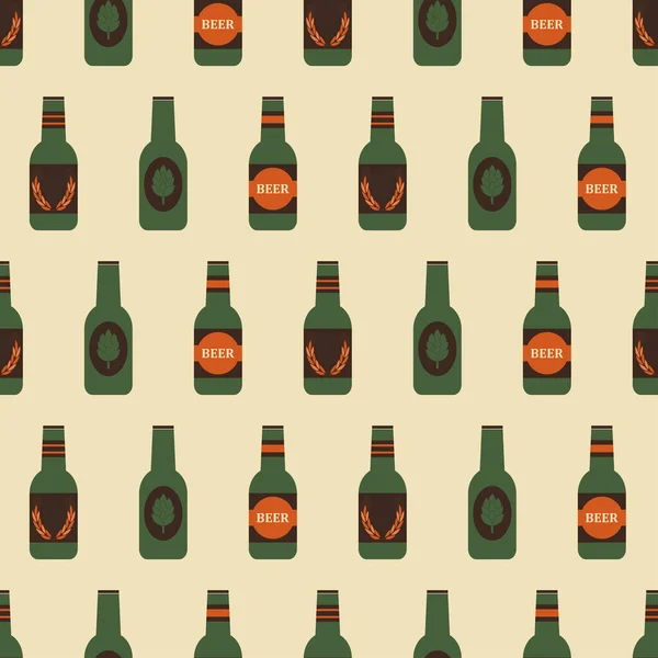 Beer Seamless Pattern Different Types Bottle Beer Retro Color Beer — Vettoriale Stock