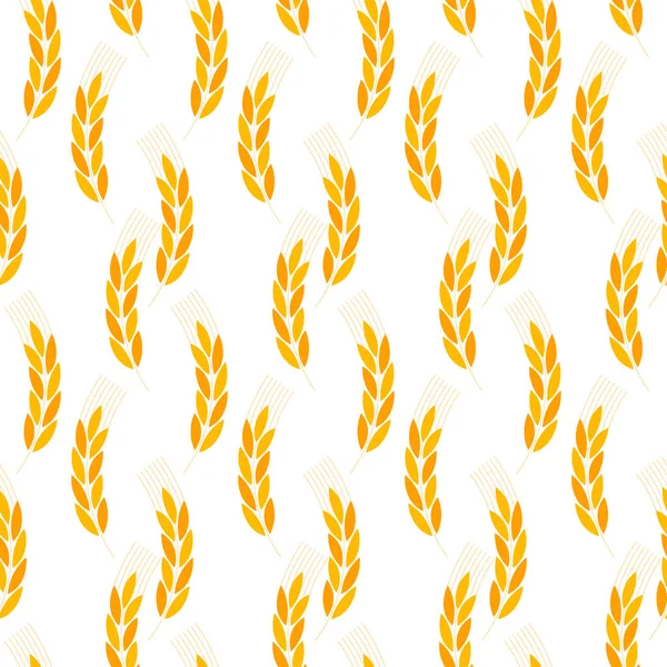 Ear Wheat Seamless Pattern Harvest Wheat Grain Template Organic Wheat — Archivo Imágenes Vectoriales