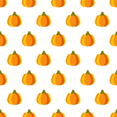 Pumpkins seamless pattern. Colorful pumpkins isolated on white background. Thanksgiving Background. Autumn pattern with pumpkin. Design for print wrapping paper, fabric, wallpaper. Vector illustration