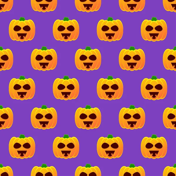 Halloween Pumpkin Seamless Pattern Colorful Halloween Pumpkin Lanterns Purple Background — Image vectorielle