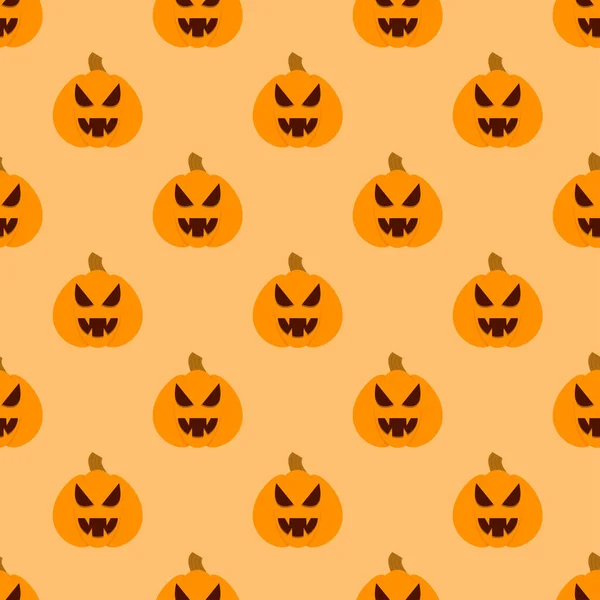 Halloween Pumpkin Seamless Pattern Halloween Pumpkin Lanterns Yellow Background Halloween — Image vectorielle