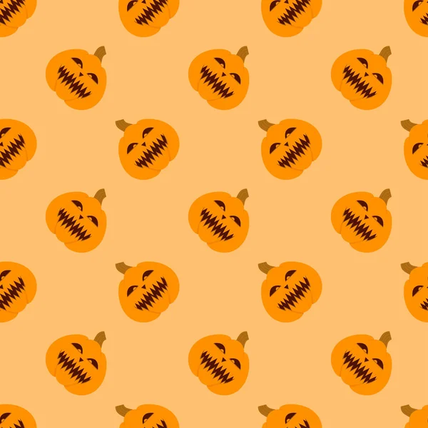 Halloween Pumpkin Seamless Pattern Halloween Pumpkin Lanterns Yellow Background Halloween — 图库矢量图片