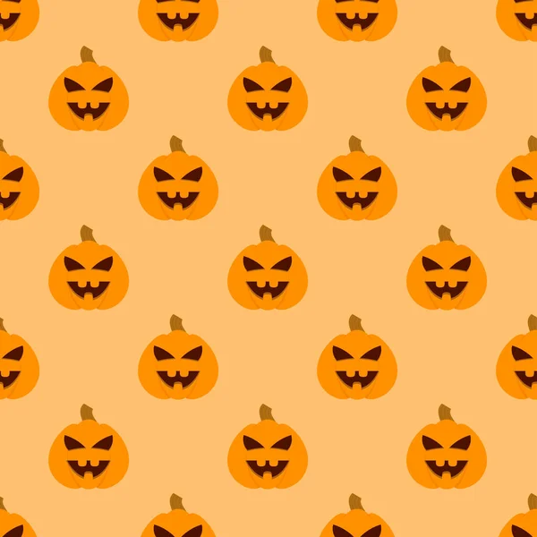 Halloween Pumpkin Seamless Pattern Halloween Pumpkin Lanterns Yellow Background Halloween — 图库矢量图片