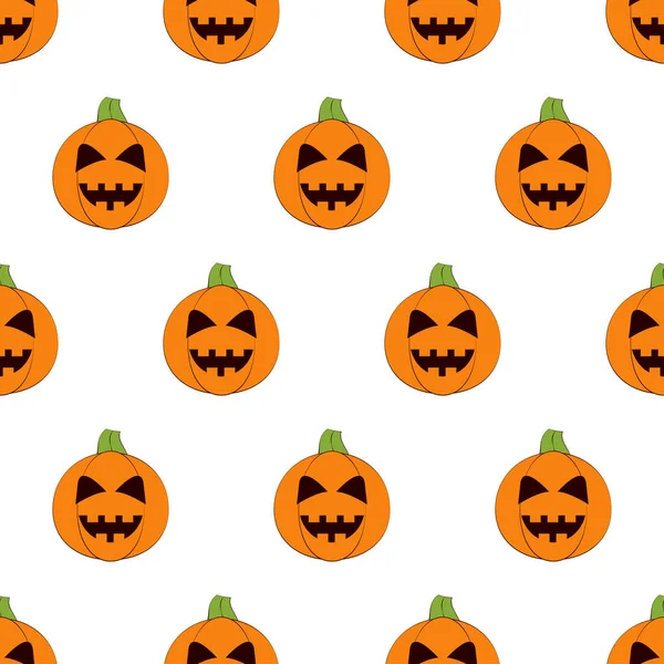 Halloween Pumpkins Seamless Pattern Halloween Pumpkin Lanterns White Background Halloween — 图库矢量图片