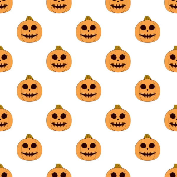 Halloween Pumpkins Seamless Pattern Halloween Pumpkin Lanterns White Background Halloween — 图库矢量图片