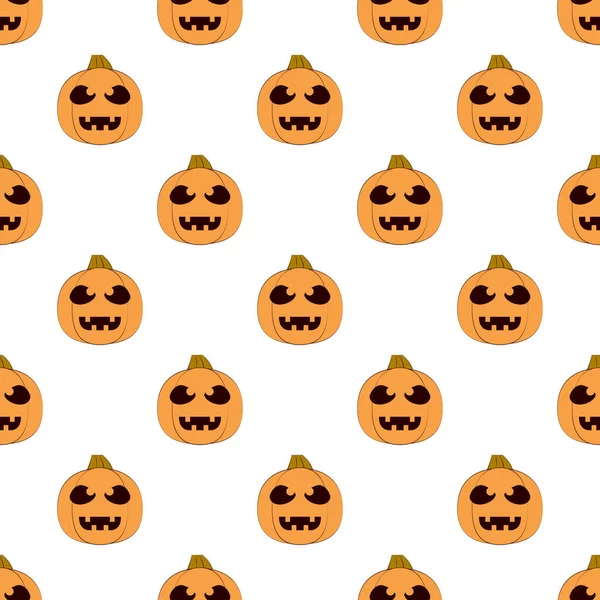 Halloween Pumpkins Seamless Pattern Halloween Pumpkin Lanterns White Background Halloween — 图库矢量图片
