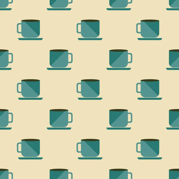 Seamless Pattern Cup Tea Flat Icon Cup Coffee Time Concept — 스톡 벡터