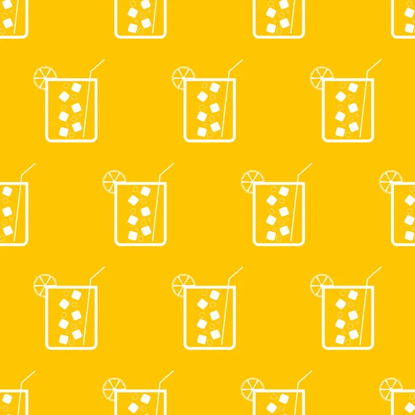 Cocktail Seamless Pattern Icons Alcohol Drink Cocktail Straw Slice Lemon — Vetor de Stock