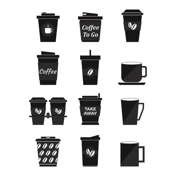 Cup Coffee Icon Set Isolated White Background Collection Icon Coffee — Stockový vektor